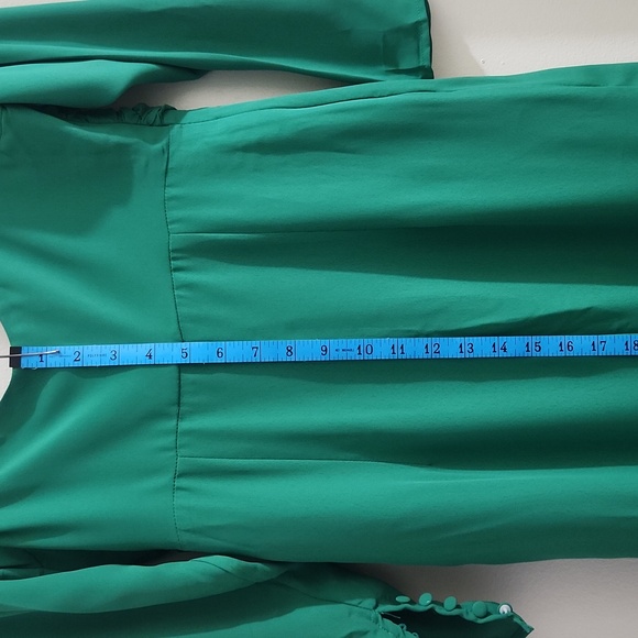 Forever 21 Green ruched Vneck High Split Dress Size S - Picture 13 of 16